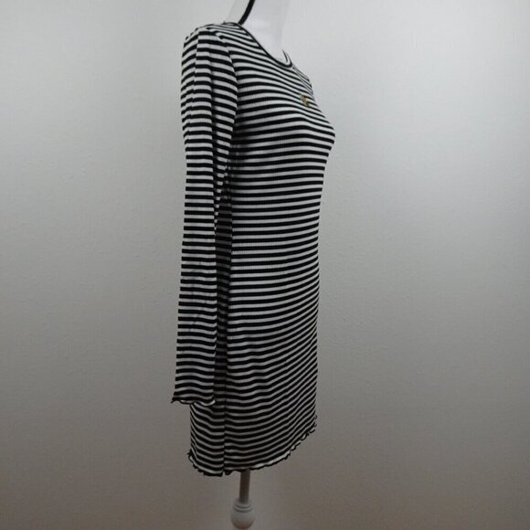 T-Shirt Dress Women's Size XL Striped Black Stripe Celestial Moon Sun Patch - Picture 3 of 7